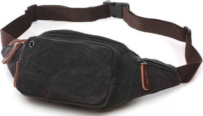 Модная поясная сумка из текстиля черного цвета Vintage (20085) фото №1 Модная поясная сумка из текстиля черного цвета Vintage (20085) modnotak фото №1