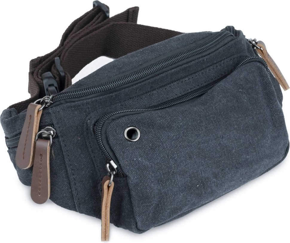 Модная поясная сумка из текстиля черного цвета Vintage (20085) фото №3 Модная поясная сумка из текстиля черного цвета Vintage (20085) modnotak фото №3