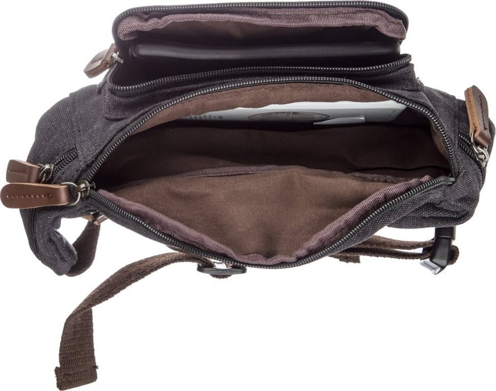 Модная поясная сумка из текстиля черного цвета Vintage (20085) фото №8 Модная поясная сумка из текстиля черного цвета Vintage (20085) modnotak фото №8