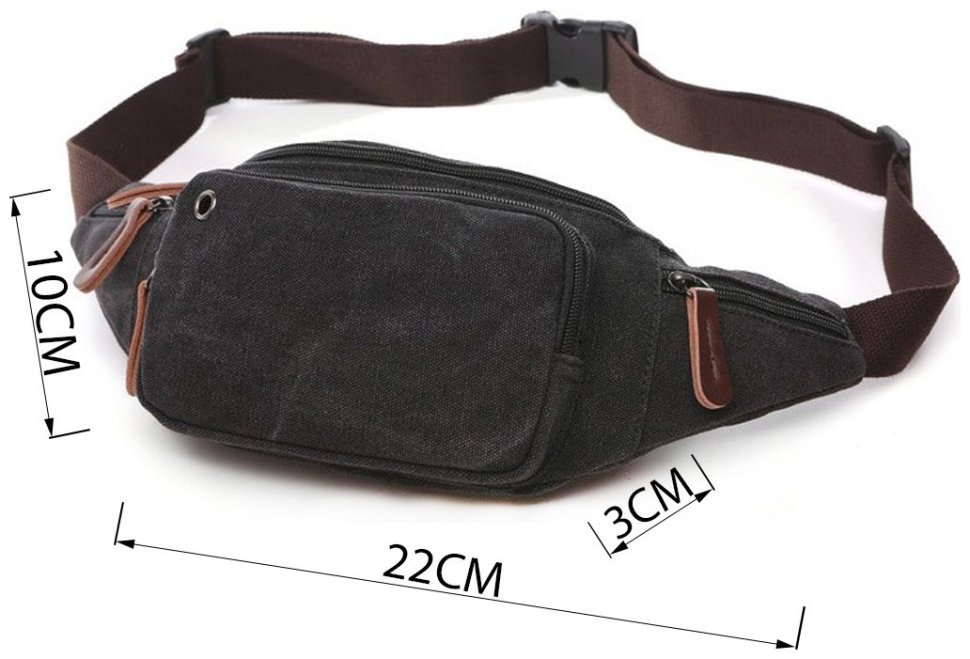 Модная поясная сумка из текстиля черного цвета Vintage (20085) фото №11 Модная поясная сумка из текстиля черного цвета Vintage (20085) modnotak фото №11