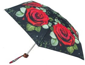 Женский складной зонт Fulton L501-041635 Huge Rose (механика, принт розы, деревянная ручка) 94370
