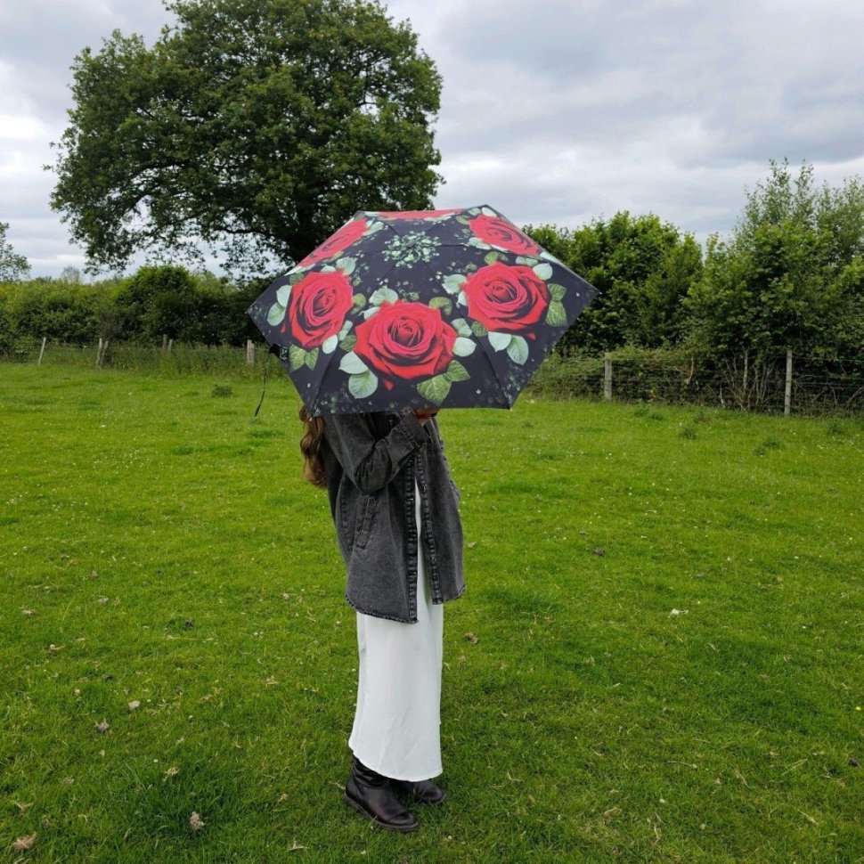 Женский складной зонт Fulton L501-041635 Huge Rose (механика, принт розы, деревянная ручка) 94370 modnotak фото №2