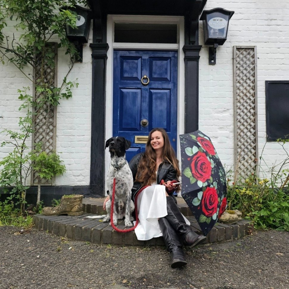 Женский складной зонт Fulton L501-041635 Huge Rose (механика, принт розы, деревянная ручка) 94370 modnotak фото №4