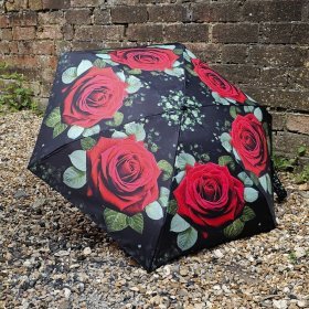 Жіноча складана парасолька Fulton L501-041635 Huge Rose (механіка, принт троянды, дерев'яна ручка) 94370