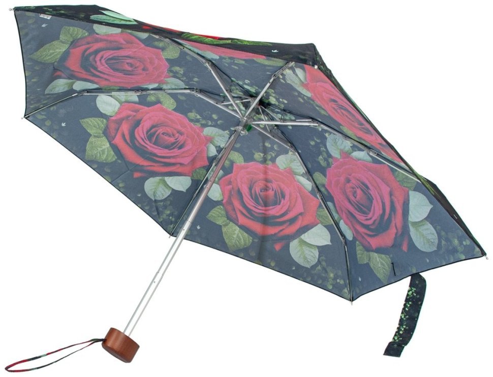 Женский складной зонт Fulton L501-041635 Huge Rose (механика, принт розы, деревянная ручка) 94370 modnotak фото №8