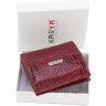 Червоний жіночий гаманець невеликого розміру з натуральної шкіри під крокодила KARYA (1066-08) - 7