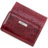 Червоний жіночий гаманець невеликого розміру з натуральної шкіри під крокодила KARYA (1066-08) - 3
