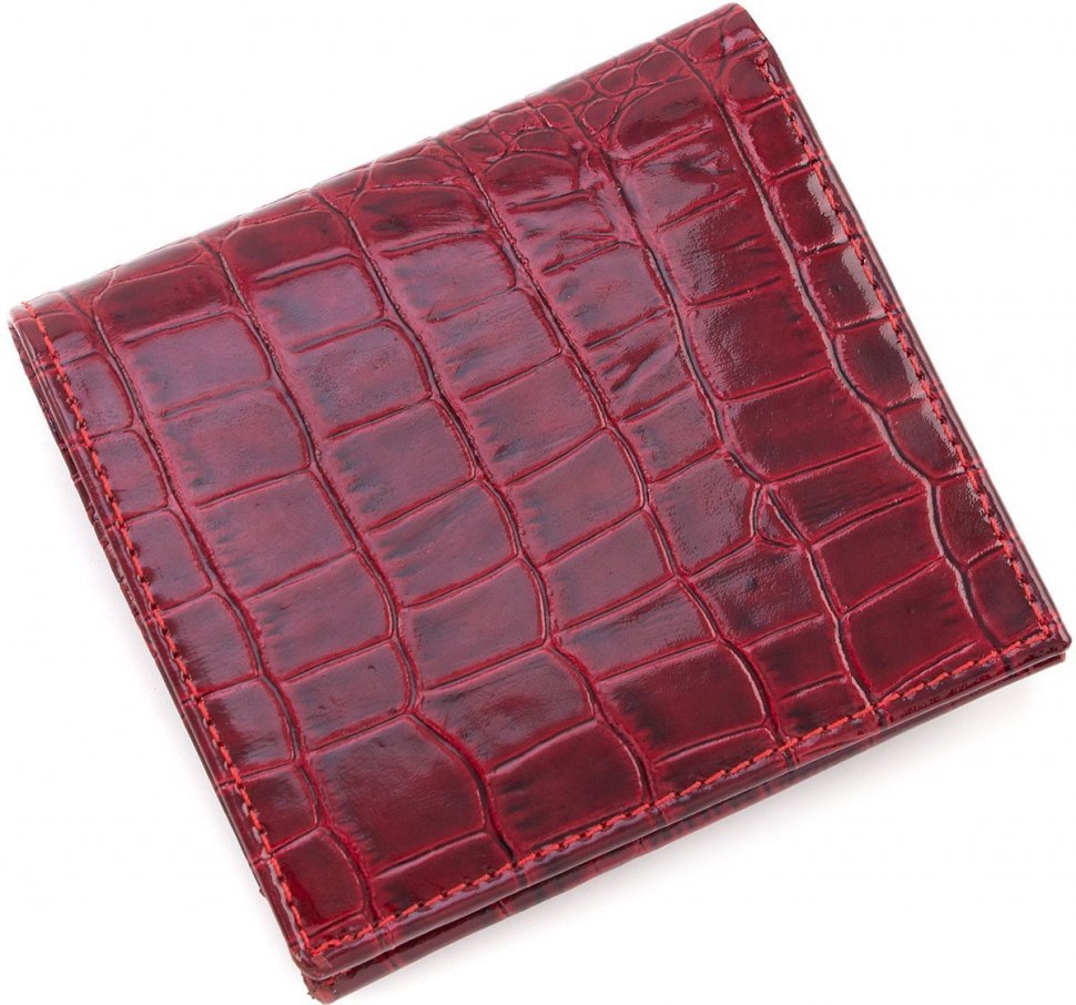 Червоний жіночий гаманець невеликого розміру з натуральної шкіри під крокодила KARYA (1066-08)