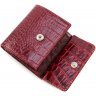 Червоний жіночий гаманець невеликого розміру з натуральної шкіри під крокодила KARYA (1066-08) - 5