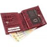 Червоний жіночий гаманець невеликого розміру з натуральної шкіри під крокодила KARYA (1066-08) - 6