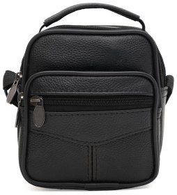 Чоловіча сумка-барсетка з натуральної шкіри флотар Borsa Leather 94670 чорного кольору