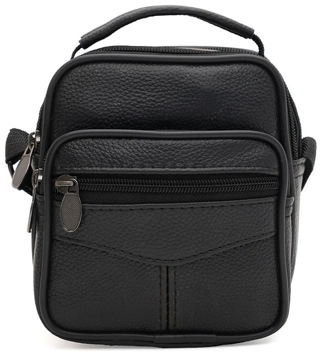 Чоловіча сумка-барсетка з натуральної шкіри флотар Borsa Leather 94670 чорного кольору modnotak фото №1