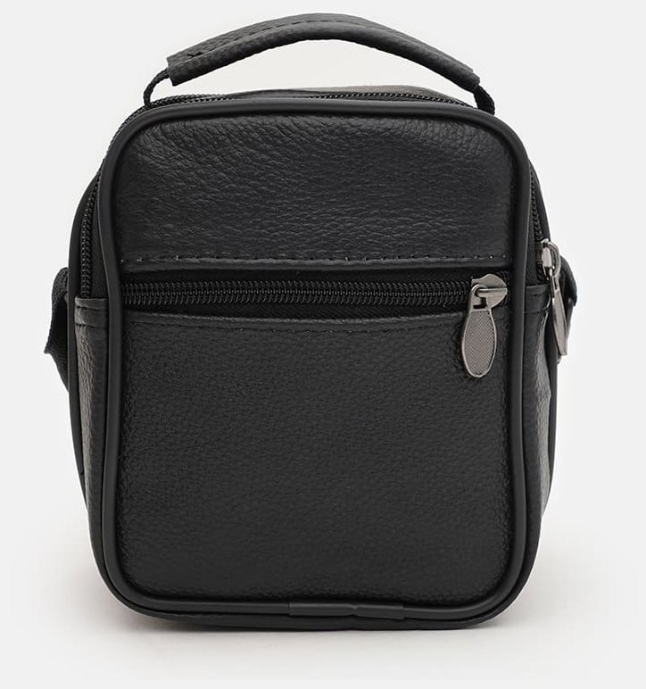 Чоловіча сумка-барсетка з натуральної шкіри флотар Borsa Leather 94670 чорного кольору modnotak фото №3