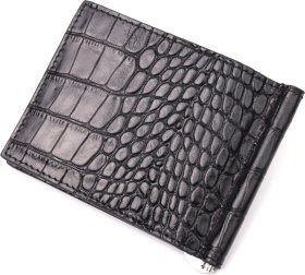 Надійний чоловічий затискач для купюр із фактурної шкіри під рептилію KARYA (2421056)
