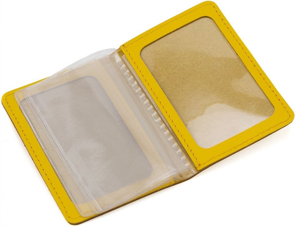 Желтая обложка для пластикового паспорта из натуральной кожи ST Leather (17798)
