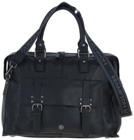 Деловая мужская дорожная сумка из натуральной фактурной кожи с ручкой Brampton London Weekender черного цвета 95470