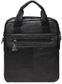 Мужская кожаная небольшая сумка в черном цвете с двумя ручками Borsa Leather (19302)