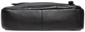 Мужская кожаная небольшая сумка в черном цвете с двумя ручками Borsa Leather (19302)