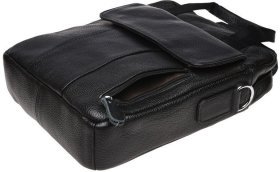 Мужская кожаная небольшая сумка в черном цвете с двумя ручками Borsa Leather (19302)