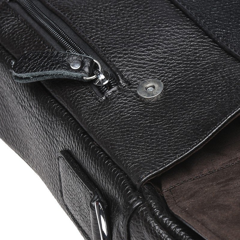 Чоловіча шкіряна невелика сумка в чорному кольорі з двома ручками Borsa Leather (19302)