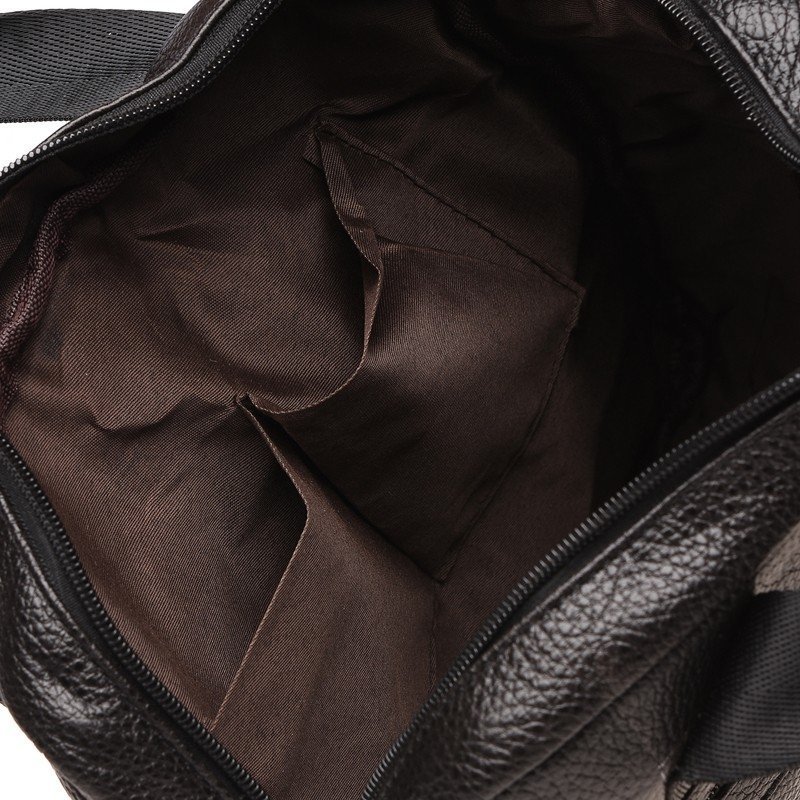Мужская кожаная небольшая сумка в черном цвете с двумя ручками Borsa Leather (19302)