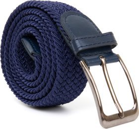 Текстильний чоловічий брючний ремінь синього кольору Vintage (2420524)