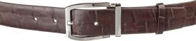Коричневий ремінь з натуральної шкіри крокодила з класичною пряжкою CROCODILE LEATHER (024-18178)