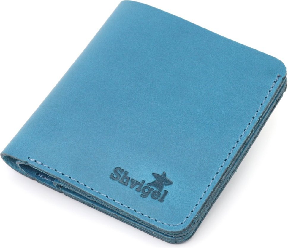Синий женский кошелек из винтажной кожи с фиксацией на кнопку Shvigel (2416605)