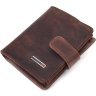Темно-коричневое мужское портмоне из винтажной кожи с фиксацией на кнопку KARYA (2421372) - 1