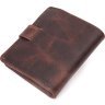 Темно-коричневий чоловічий портмоне з вінтажної шкіри з фіксацією на кнопку KARYA (2421372) - 2