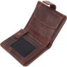 Темно-коричневое мужское портмоне из винтажной кожи с фиксацией на кнопку KARYA (2421372) - 4