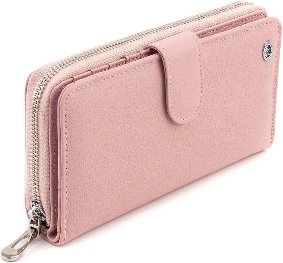 Рожевий жіночий гаманець великого розміру з натуральної шкіри ST Leather 1767370