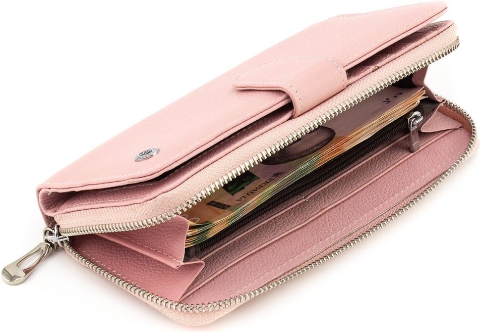 Рожевий жіночий гаманець великого розміру з натуральної шкіри ST Leather 1767370