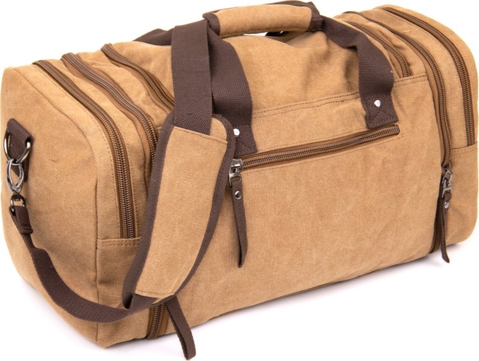 Світло-коричнева дорожня сумка з текстилю з ручками Vintage (20666)
