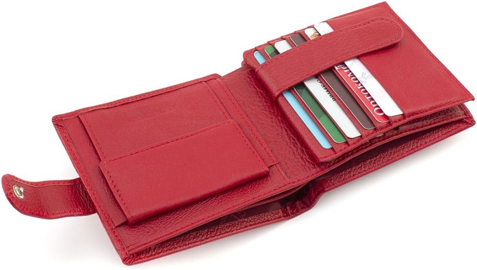 Жіночий гаманець із натуральної шкіри червоного кольору із блоком для карт ST Leather 1767470