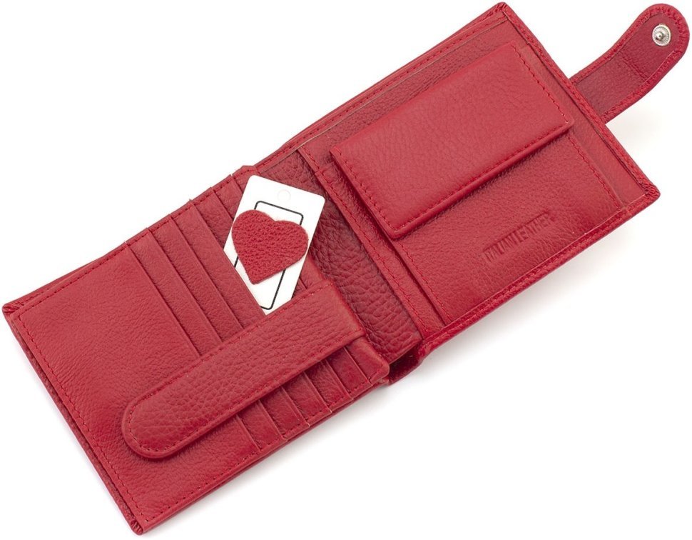 Жіночий гаманець із натуральної шкіри червоного кольору із блоком для карт ST Leather 1767470