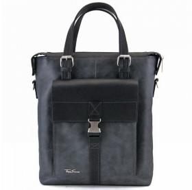 Вместительная мужская сумка черного цвета из кожи с винтажным эффектом Tom Stone (12185) - 2