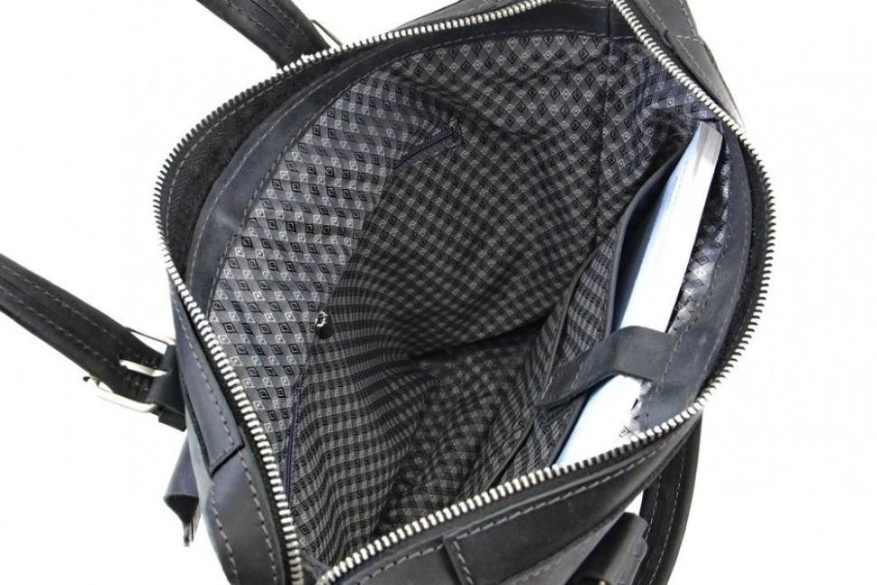 Вместительная мужская сумка черного цвета из кожи с винтажным эффектом Tom Stone (12185)