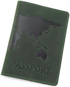 Обкладинка на паспорт із тисненням карти Leather Collection 97770 зелений