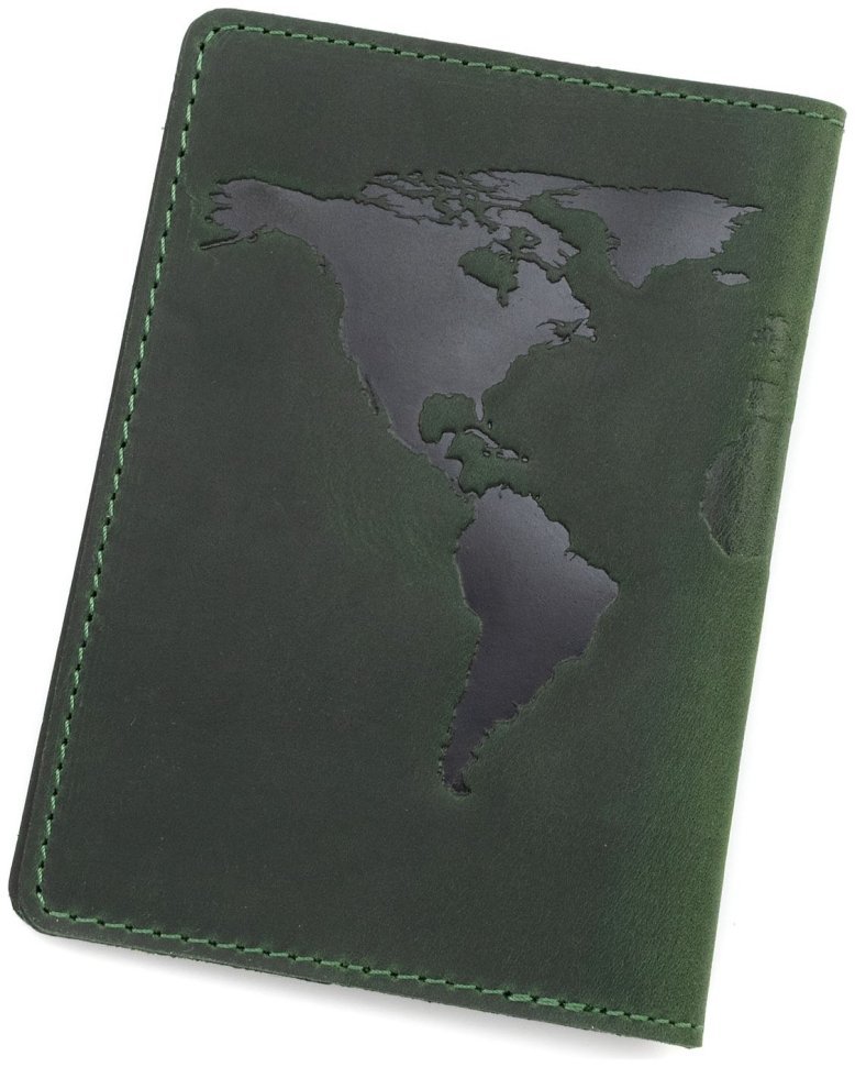 Обкладинка на паспорт із тисненням карти Leather Collection 97770 зелений фото №3 Обкладинка на паспорт із тисненням карти Leather Collection 97770 зелений modnotak фото №3