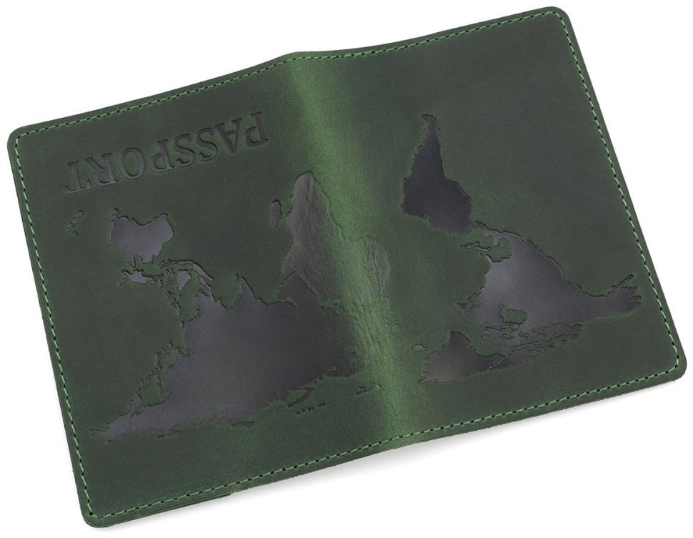 Обкладинка на паспорт із тисненням карти Leather Collection 97770 зелений фото №4 Обкладинка на паспорт із тисненням карти Leather Collection 97770 зелений modnotak фото №4