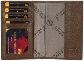 Повседневная обложка для паспорта из фактурной натуральной кожи без застежки Hammonds Flycatcher PH602 коричневого цвета 107970