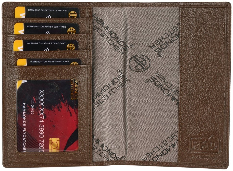 Повседневная обложка для паспорта из фактурной натуральной кожи без застежки Hammonds Flycatcher PH602 коричневого цвета 107970 modnotak фото №2