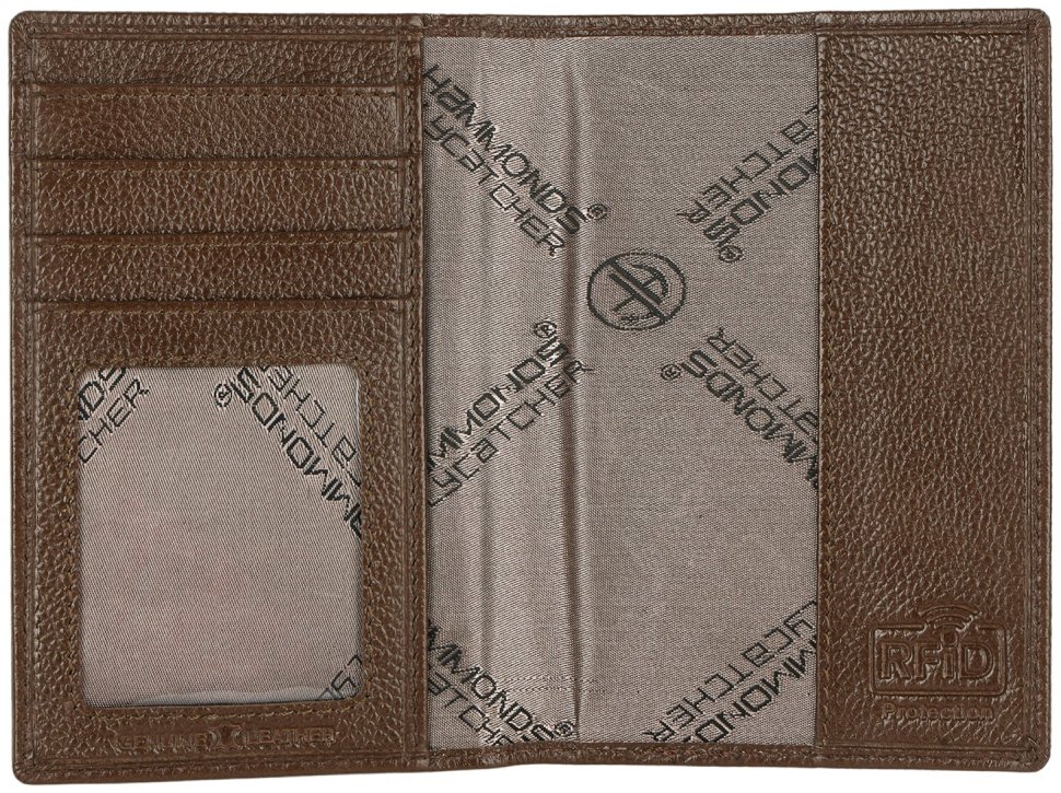 Повседневная обложка для паспорта из фактурной натуральной кожи без застежки Hammonds Flycatcher PH602 коричневого цвета 107970 modnotak фото №3