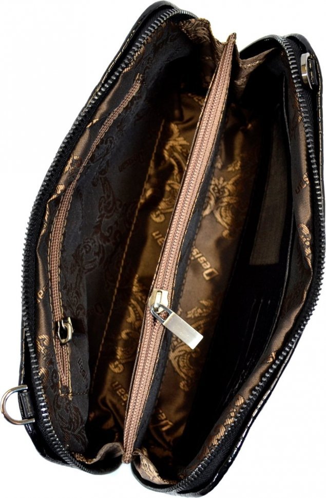 Компактна чорна сумка з натуральної шкіри флотар Desisan (2012-011)
