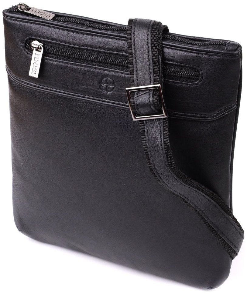 Мужская кожаная сумка планшет через плечо Tony Perotti черного цвета 108370 modnotak фото №1