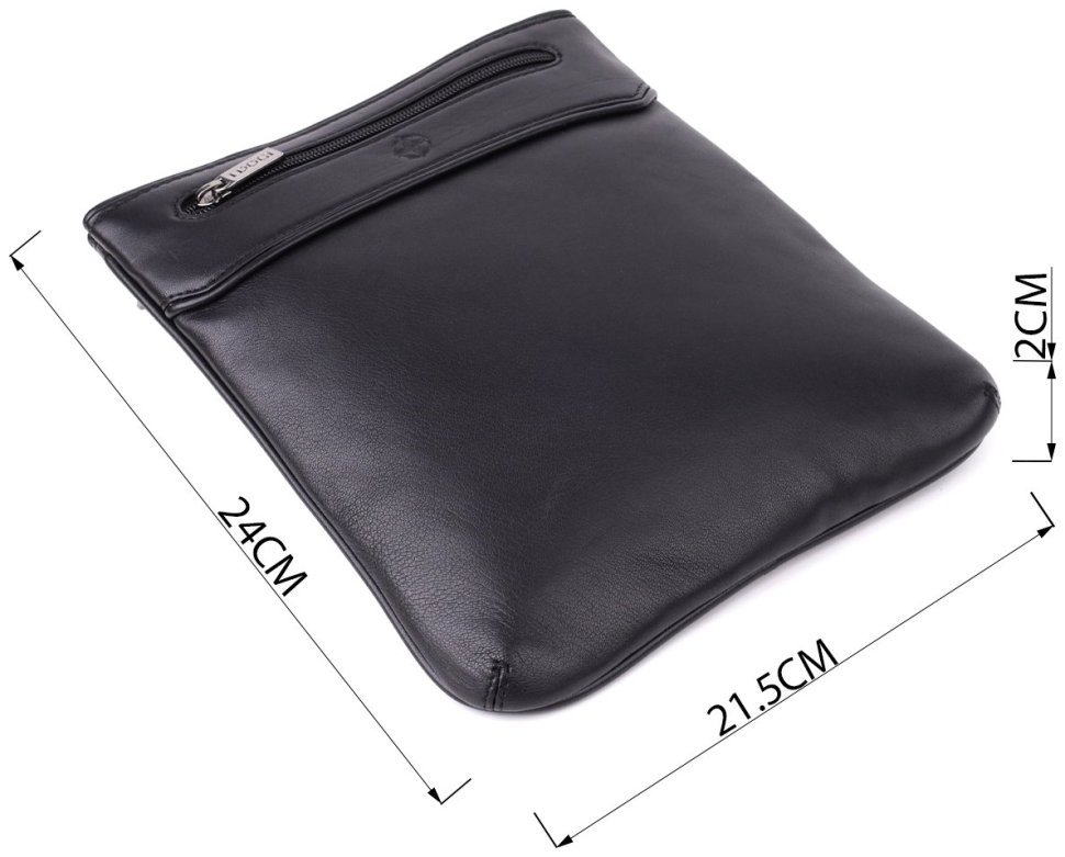 Мужская кожаная сумка планшет через плечо Tony Perotti черного цвета 108370 modnotak фото №3