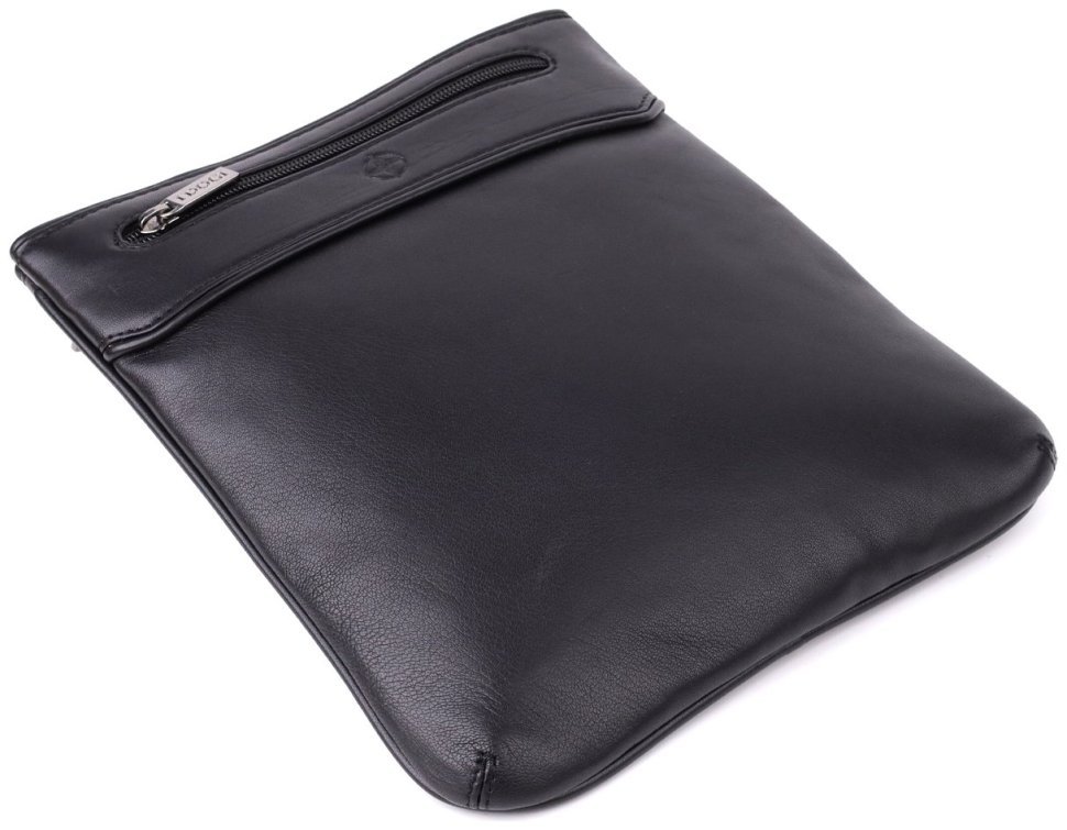 Мужская кожаная сумка планшет через плечо Tony Perotti черного цвета 108370 modnotak фото №5