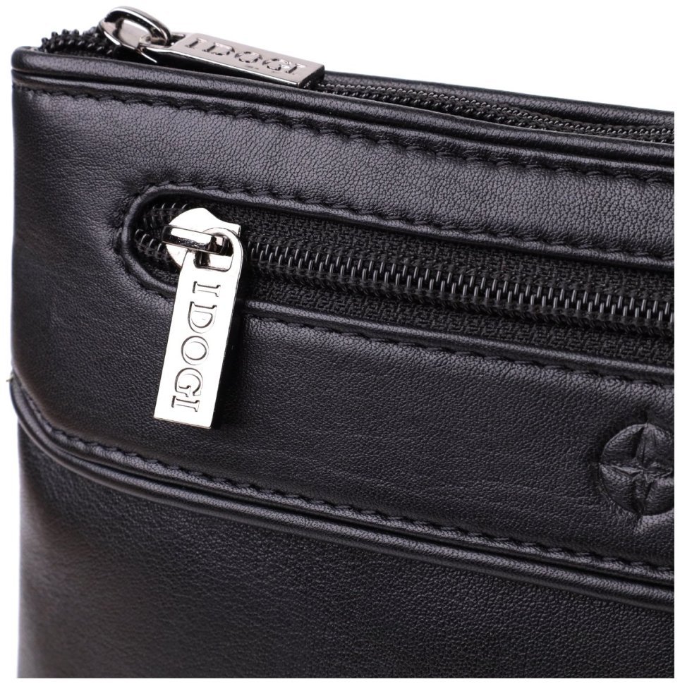 Мужская кожаная сумка планшет через плечо Tony Perotti черного цвета 108370 modnotak фото №6