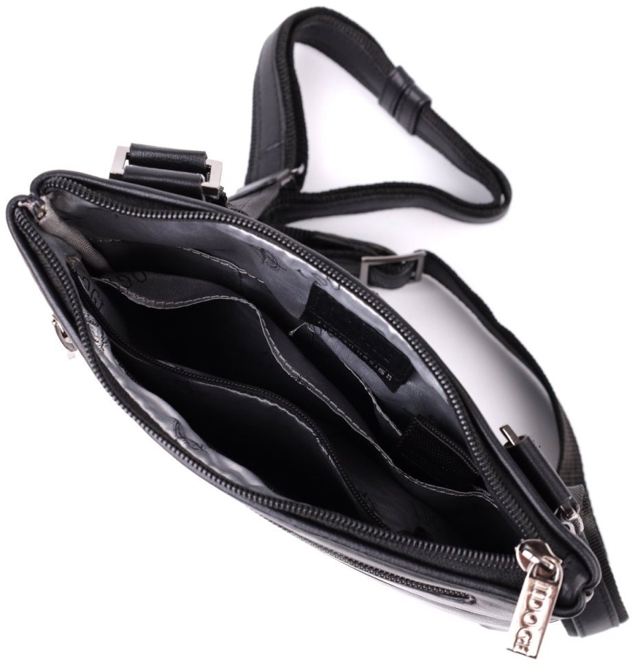 Мужская кожаная сумка планшет через плечо Tony Perotti черного цвета 108370 modnotak фото №7